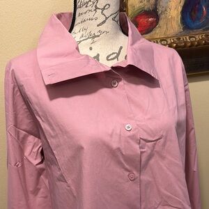 COS Dusty Rose Long Sleeve High Collar Button Down Man Tailored Cuff Shirt